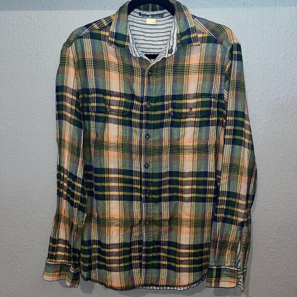 TAILOR VINTAGE 100% Cotton Reversible Long Sleeve Button Down Plaid Shirt EUC -M - Picture 2 of 12
